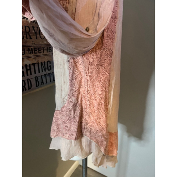 nwt womens coral pink blouse lacy design roll tab size med - Picture 5 of 16